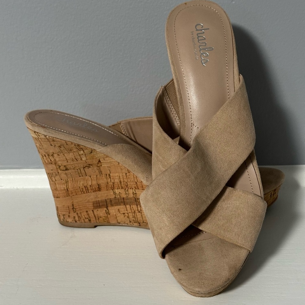 Charles by Charles David Beige Wedge Sandals